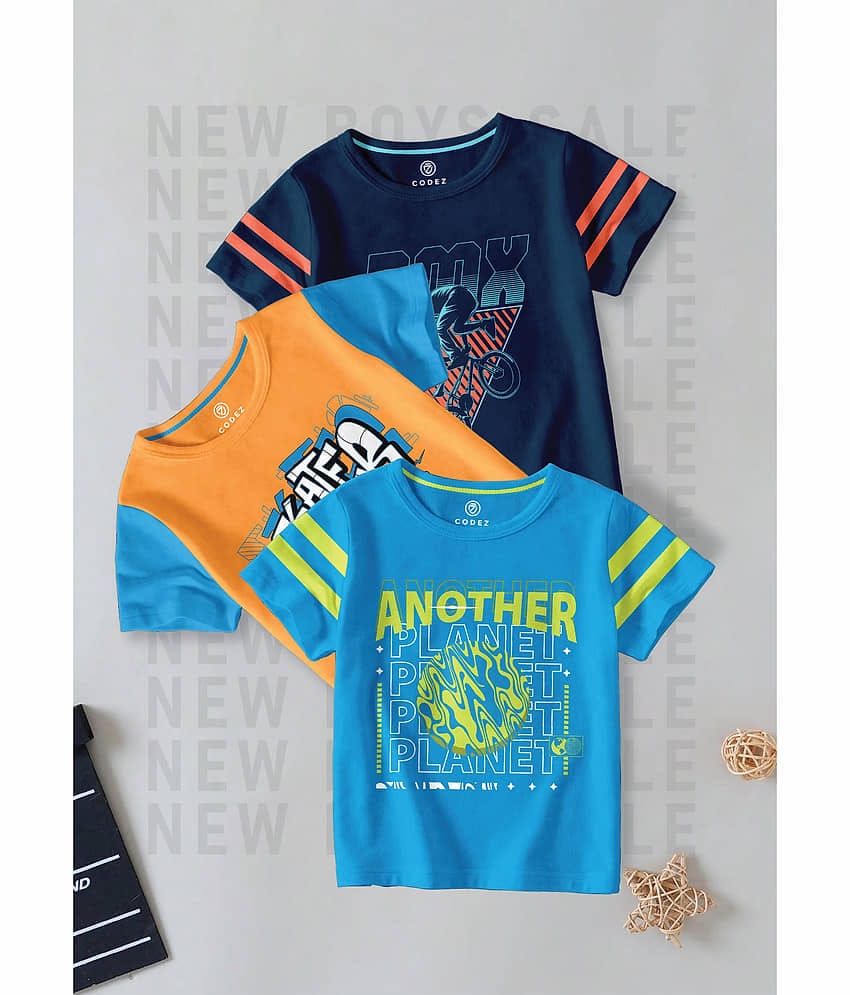 CODEZ Pack of 1 Boys Cotton Blend Polo T-Shirt ( Multi Color )