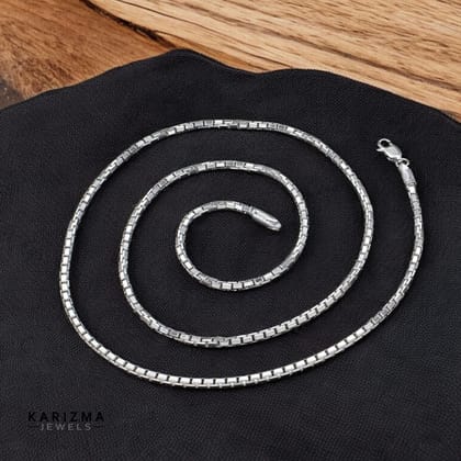 925 Sterling Silver Unisex Excellent gifting Box Neck Chain 22"