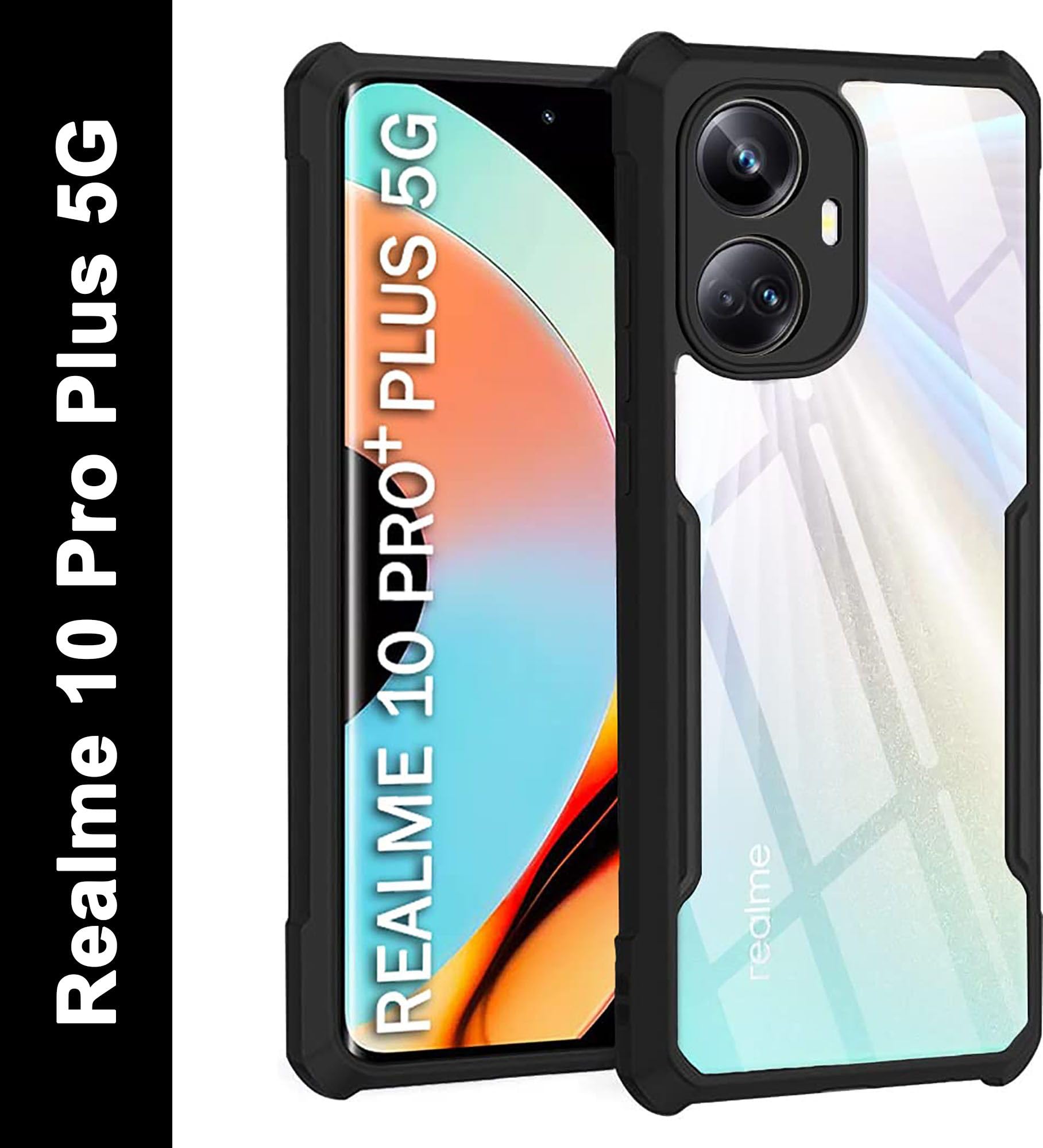 PLUGTECH Slim Shockproof Case | Matte Black Soft | Drop Protection | Precise Cutouts | Premium Mobile Cover for Realme 10 Pro Plus