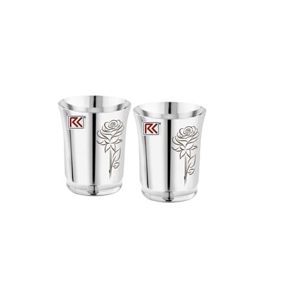 RK Stainless Steel Water Glasses Economic Pari-7 Design with Laser Flower Design | Capacity: 300 ML | Set of 2 Glasses RK Stainless Steel Water Glasses Economic Pari-7 Design with Laser Flower Design | Capacity: 300 ML | Set of 2 Glasses
