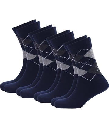 WILDSTUFF - Cotton Men's Self Design Blue Mid Length Socks ( Pack of 4 )