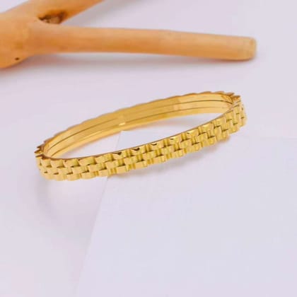 Watch Belt Surface 18K Gold Stainless Steel Anti Tarnish Kada Bracelet For Women-Gold