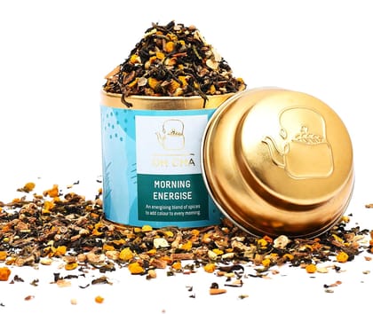 Oh Cha Green Tea, Morning Energise | With Turmeric, Coriander Seed, Tulsi, Black Pepper, Cinnamon, Ginger, Star Anise, Dandelion, Brahmi, Lemon Peel | 100% Whole Leaf Green Tea | Wellness Tea, 35 gm