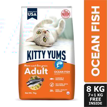 Kitty Yums Adult (+1 Year) Dry Cat Food, Ocean Fish, 7kg