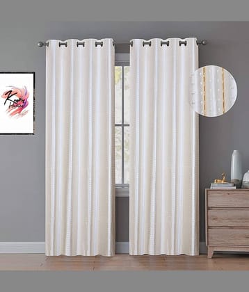 Kraftiq Homes Abstract Room Darkening Eyelet Curtain 7 ft ( Pack of 2 ) - Cream