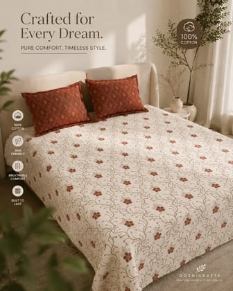 Autumn Floral 100% Cotton Double Bedsheet