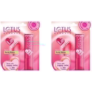 Lotus Herbals Lip Lush Tinted Lip Balm - Rosy Rose Blush  Spf 20  8H Moisturisation  3.5G ( Pack Of 2 )