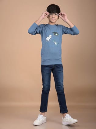 Blue Graphic Print Sweatshirt-9-10Y / Blue