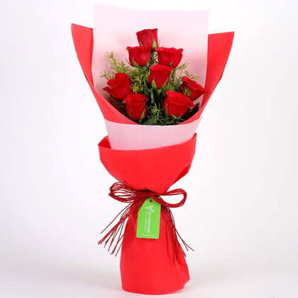 Bouquet Of 8 Royal Red Roses For Valentine's Day Gift Bouquet Of 8 Royal Red Roses For Valentine's Day Gift