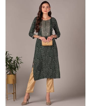 Vaamsi Cotton Blend Embroidered Straight Women's Kurti - Green ( Pack of 1 )