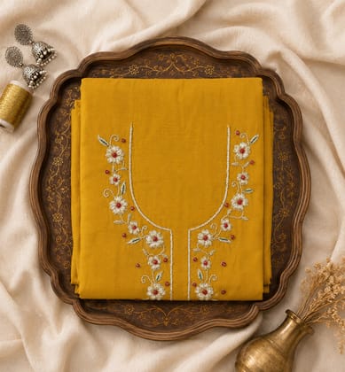 Handcrafted Zari Zardozi Cotton Mix Kurta Fabric