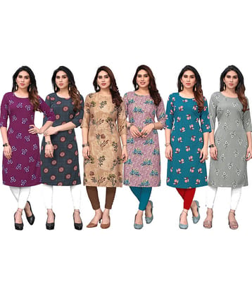 KETAKI FASHION Crepe Printed Straight Women's Kurti - Multicoloured ( Pack of 6 )