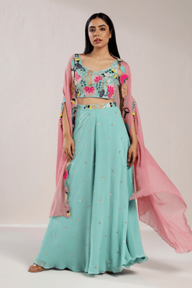 COLOUR RIOT BLUE PINK CAPE SET-XS