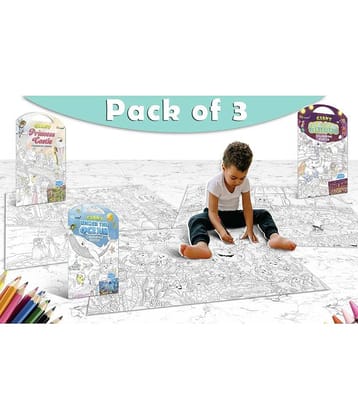 GIANT PRINCESS CASTLE COLOURING POSTER, GIANT CIRCUS COLOURING POSTER and GIANT UNDER THE OCEAN COLOURING POSTER | Combo of 3 posters I most loved products by kids