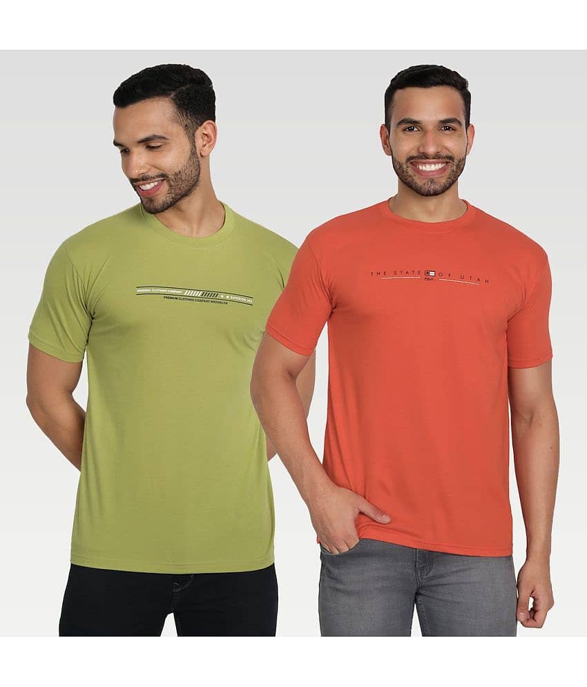 Zeffit Pack of 2 Cotton Blend Regular Fit Men's T-Shirt ( Multicolor )