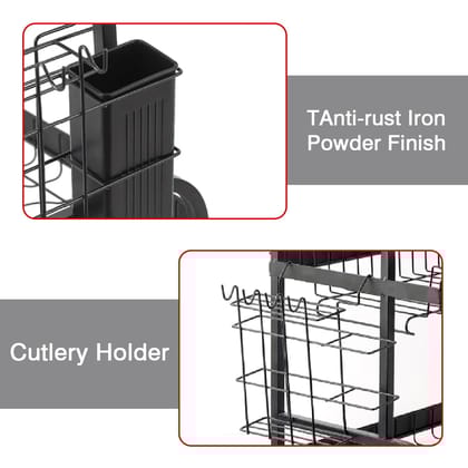 Over the Sink Dish Drying Rack with Drip Tray, 2-Tier Dish Drainer for Kitchen Countertop, Rustproof Stainless Steel