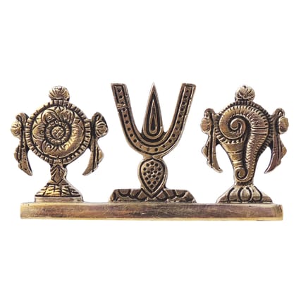 Brass Showpiece Shankh Chakra Namah God Idol Statue, Height : 2.2 Inch (BSMAS1072 X)