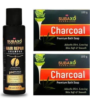 Herbal Hair Repair Shampoo | Repair Damage Hair & Promotes Hair Growth 120 Ml & Charcoal Soap 2 Pc Each 100 G