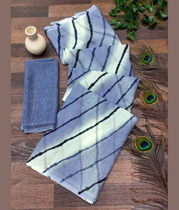 ANAND SAREES Georgette Printed Kasavu Saree With Unstitched Blouse Piece ( GREY )