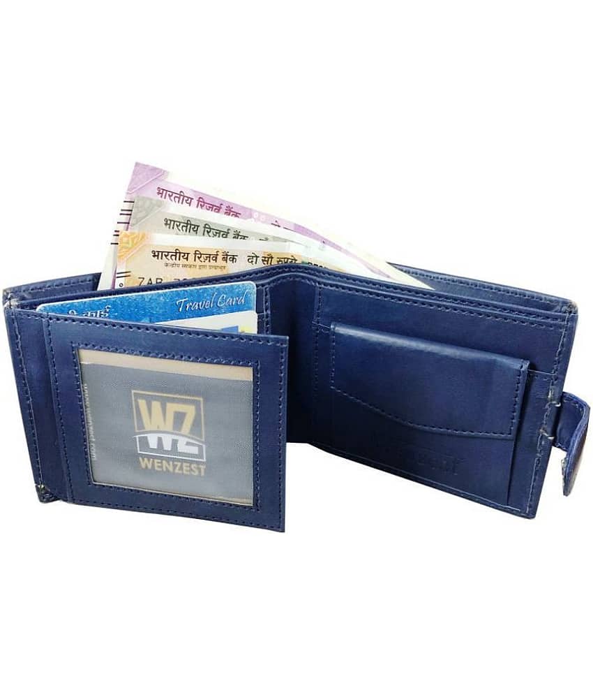 WENZEST PU Blue Formal Regular Wallet