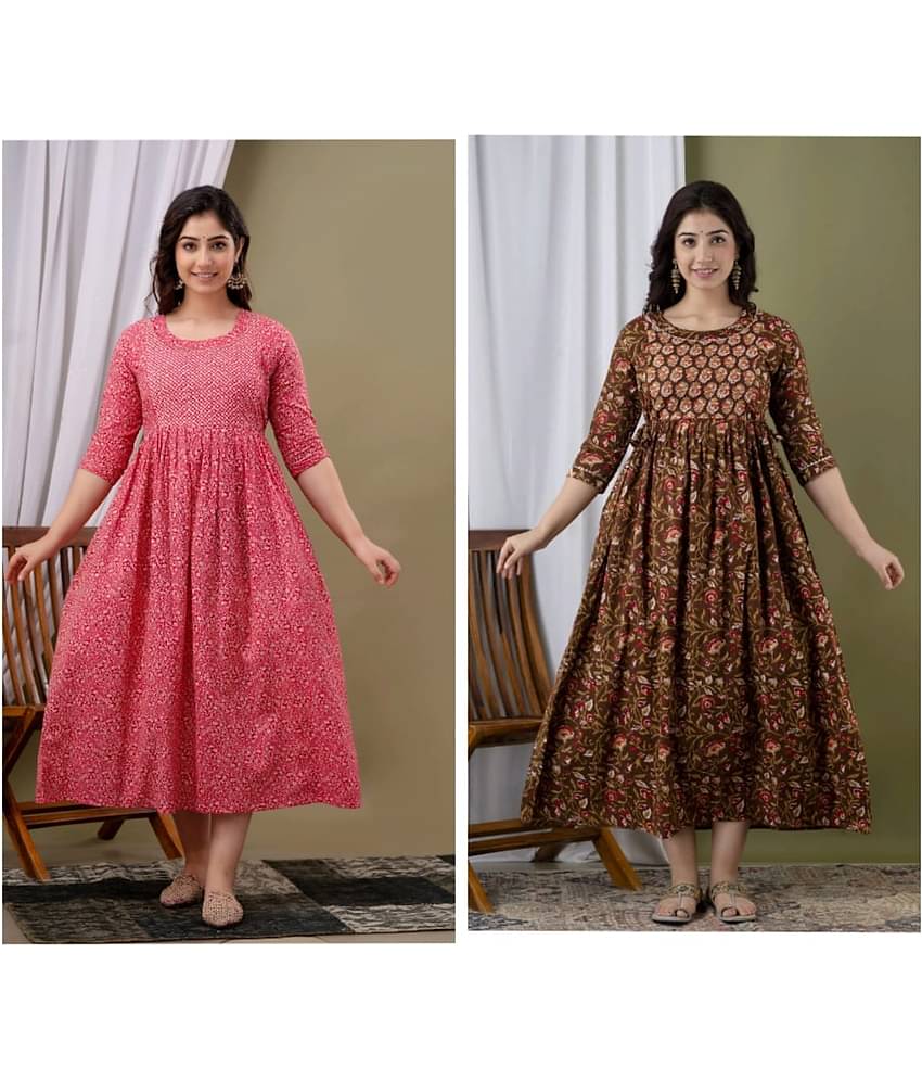 Nevisha Style Multi Color Cotton Maternity Kurta Pack of 2