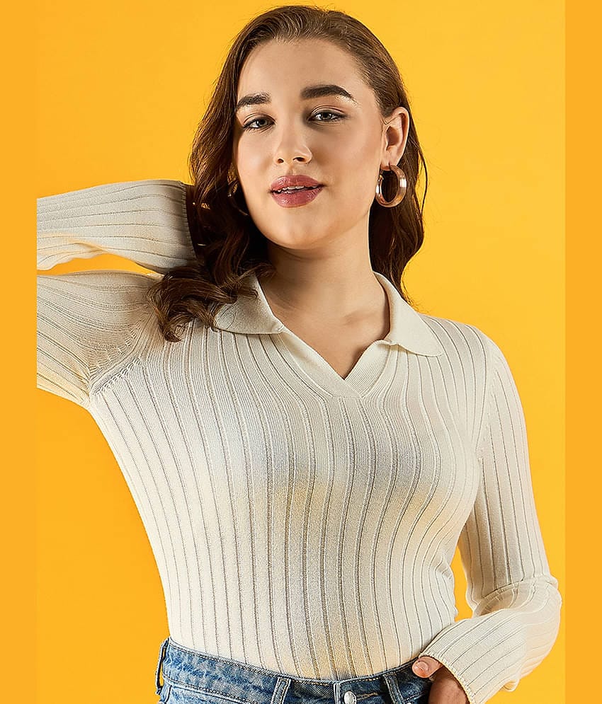 98 Degree North Cotton Regular Collar Women's Pullovers - White (Pack of 1)