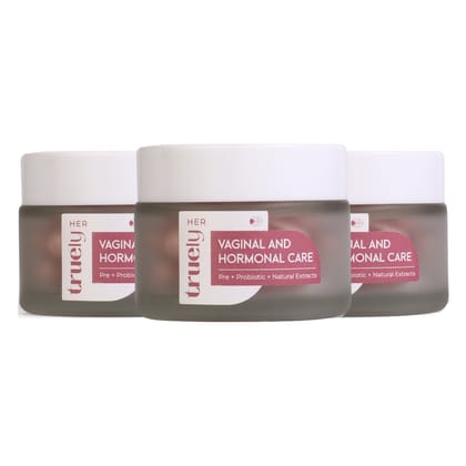 Truely Her Tested Pre & Probiotic Veggie Capsules for Women | Helps in Hormone Balance, PMS Relief, Reduce UTIs & PCOS Support | Helps to Manage Irregular Periods | Vegan | 90 Capsules (Pack of 3)