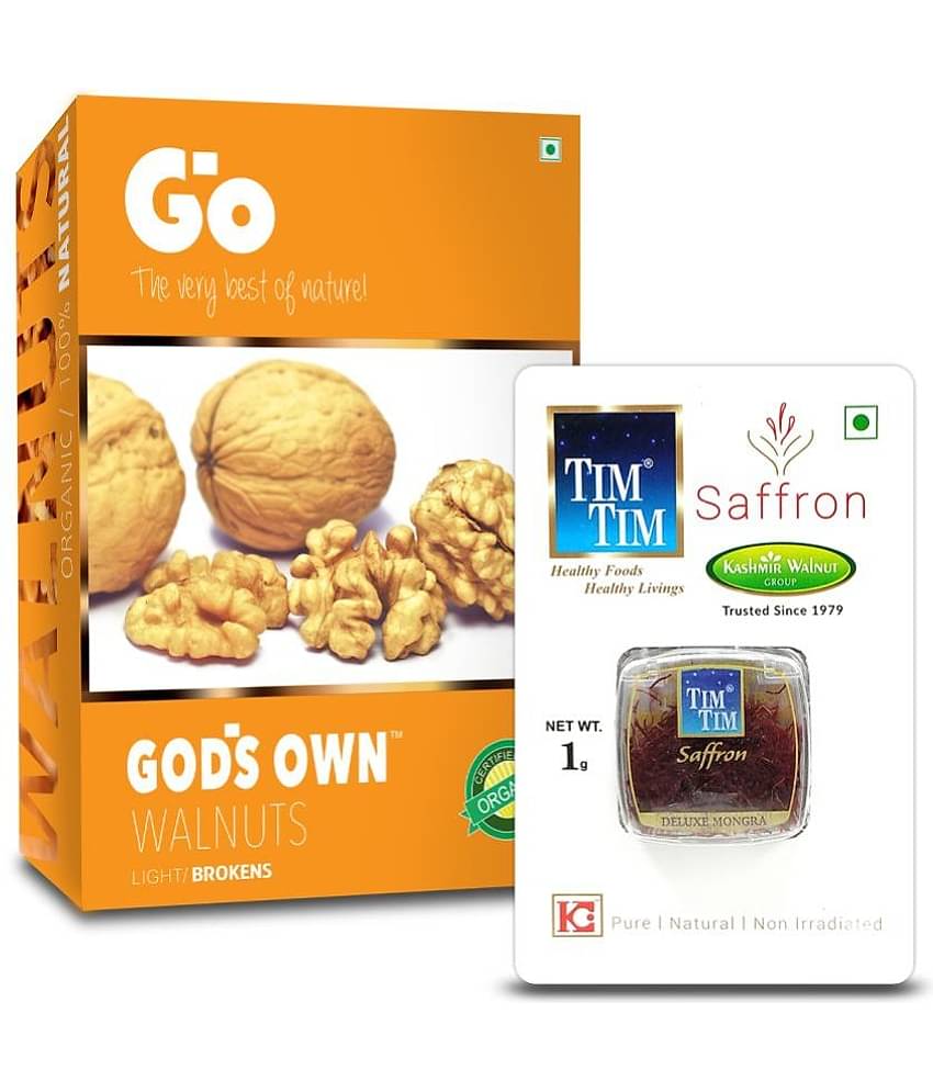 GO Light Broken Regular Walnuts (Akhrot) 250 gm & Tim Tim Saffron 1g