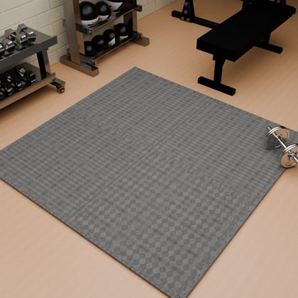 Interlocking Gym Floor Mats: - Grey-Pack of 4 / Grey