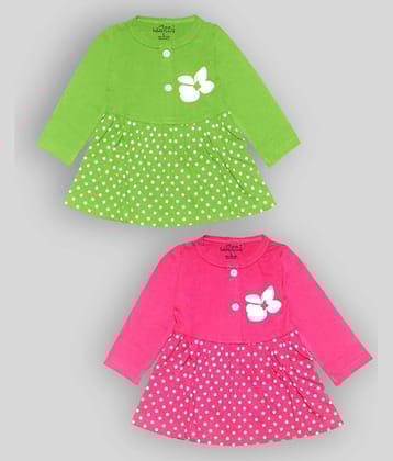 Babeezworld Baby Girls 100% Cotton Frocks ( Green & Pink )