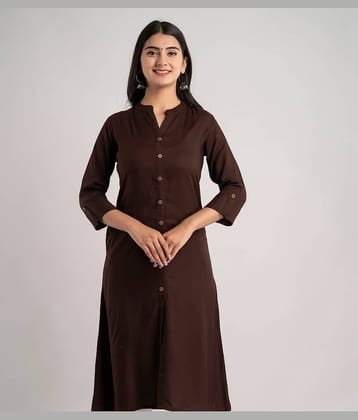MAUKA - Brown Rayon Women's A-line Kurti ( Pack of 1 )