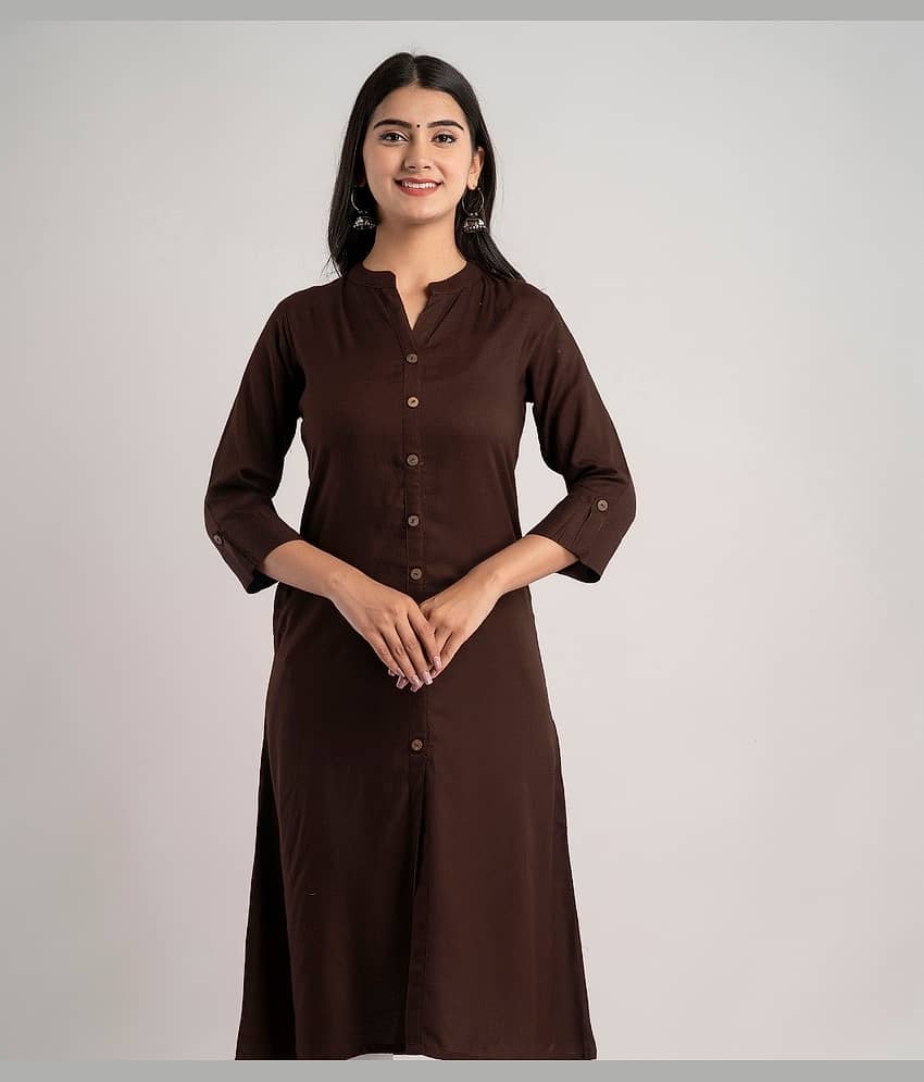 MAUKA - Brown Rayon Women's A-line Kurti ( Pack of 1 )