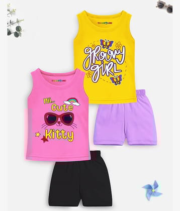 Trampoline Pack of 2 Girls Cotton Blend Top With Shorts ( Multicolor 2 )