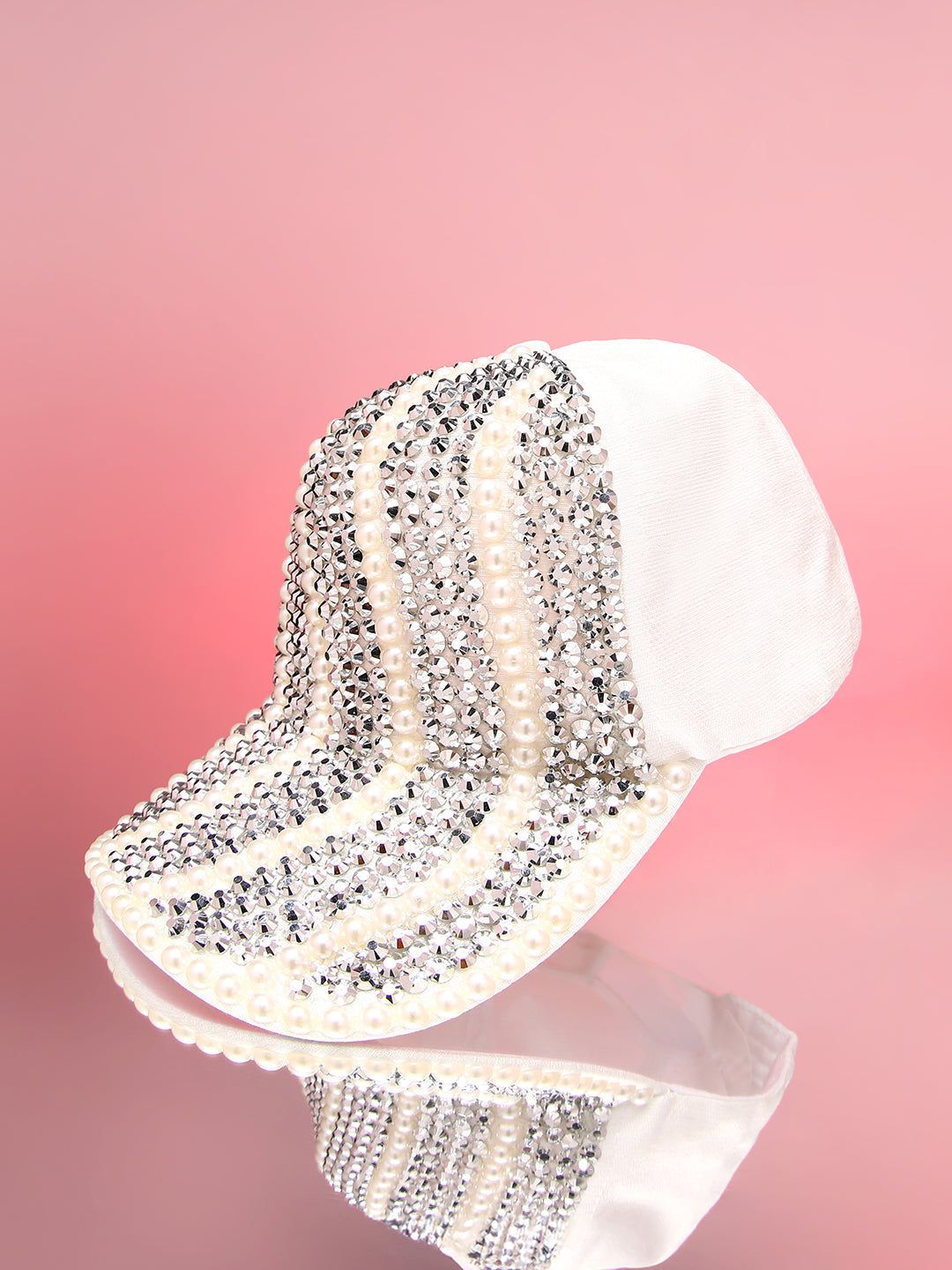 Striped Studded Baseball Cap-Cap