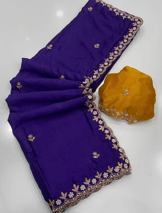 Pure Chinon saree with handwork work in all over saree with multi work