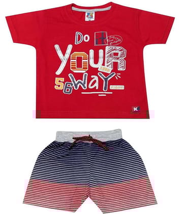 Kideon Pack of 1 Baby Boys 100% Cotton Top & Shorts ( Navy )