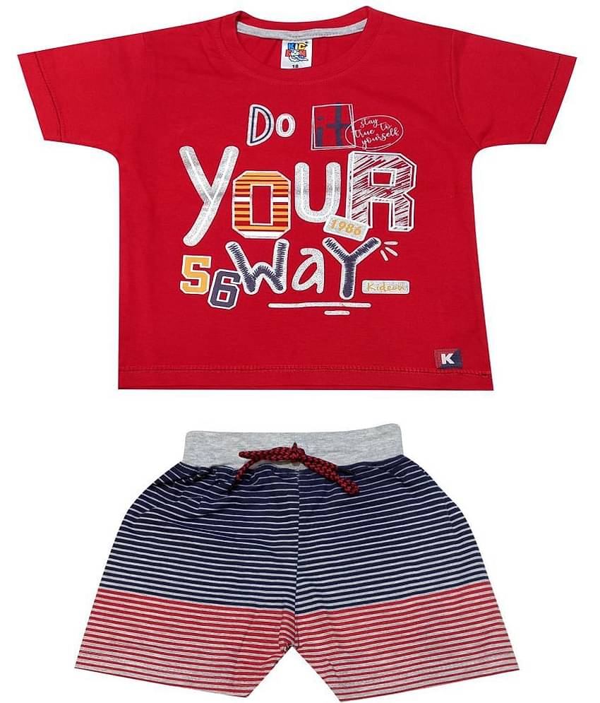 Kideon Pack of 1 Baby Boys 100% Cotton Top & Shorts ( Navy )