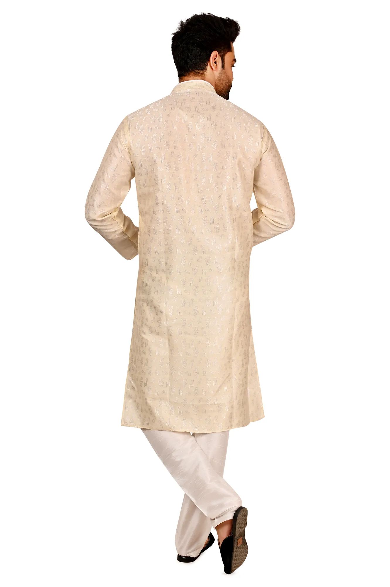 Premium Jacquard Kurta Set For Men (Color - White, Size - 36) by G P International
