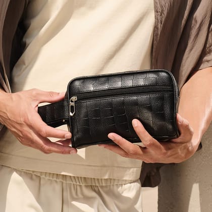 Lifelong Toiletry Bag for Men & Women | Vegan Leather Travel Pouch | Shaving Kit, Grooming & Makeup Organizer | Toiletry Bag for Travel, Gym, Daily Use, Cosmetics, Toiletries & Essentials (Black) Lifelong Toiletry Bag for Men & Women | Vegan Leather Trav