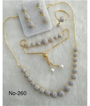 Navya Collections Alloy Silver Contemporary Contemporary/Fashion 18kt Gold Plated Necklace set Combo