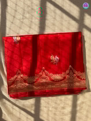 Pure Raw Mango Silk Saree with Scallop style border