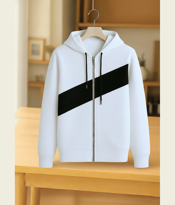 Try This Cotton Blend Hooded Men's Sweatshirt - White ( Pack of 1 )