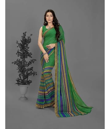 ANAND SAREES Georgette Printed Saree With Unstitched Blouse Piece ( Yellow )