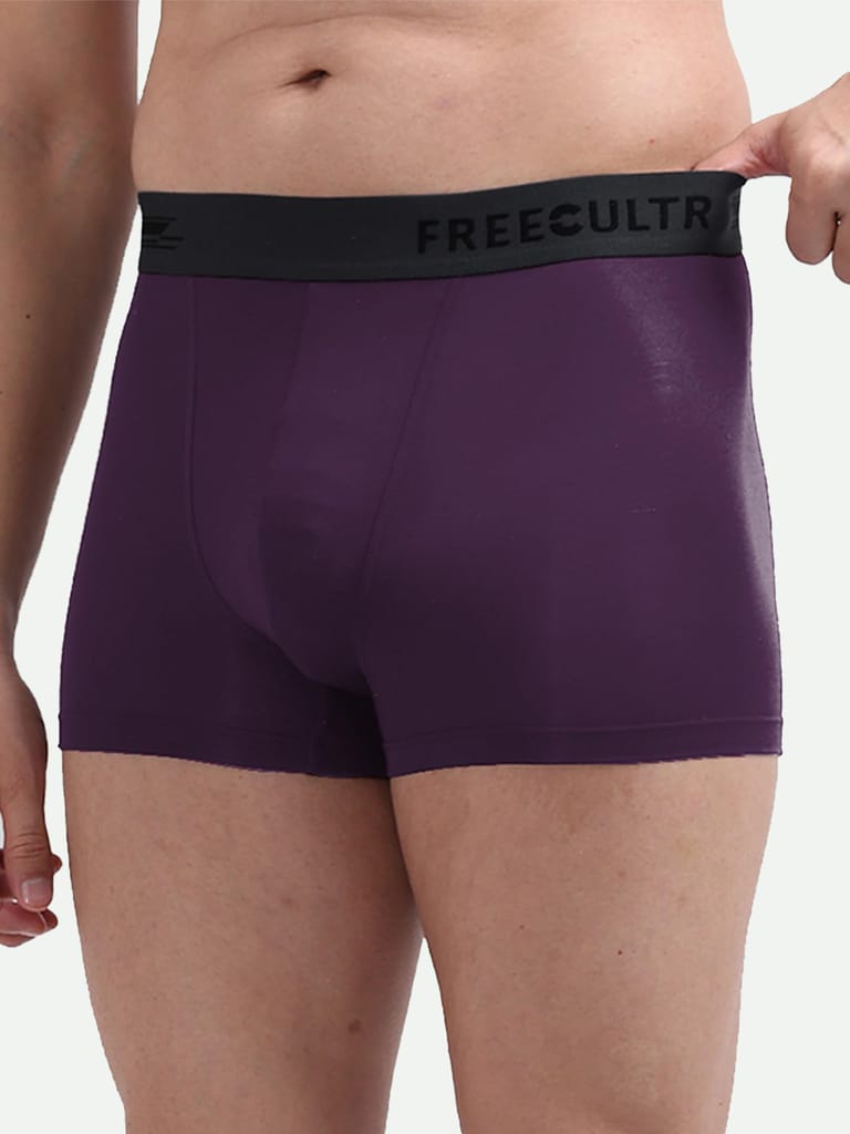 FREECULTR Men's Underwear Anti Bacterial Micromodal Airsoft Trunk - Non Itch No Chaffing Sweat Proof - Pack of 1-Trippy Violet