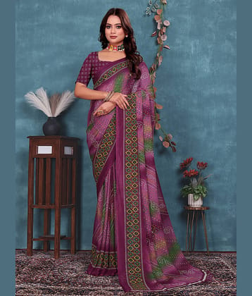 Kanooda Prints Georgette Printed Regular Saree With Unstitched Blouse Piece ( Navy Blue )