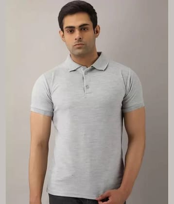 SKYRISE Pack of 1 Cotton Blend Slim Fit Self Design Half Sleeves Men's Polo T Shirt ( Grey )