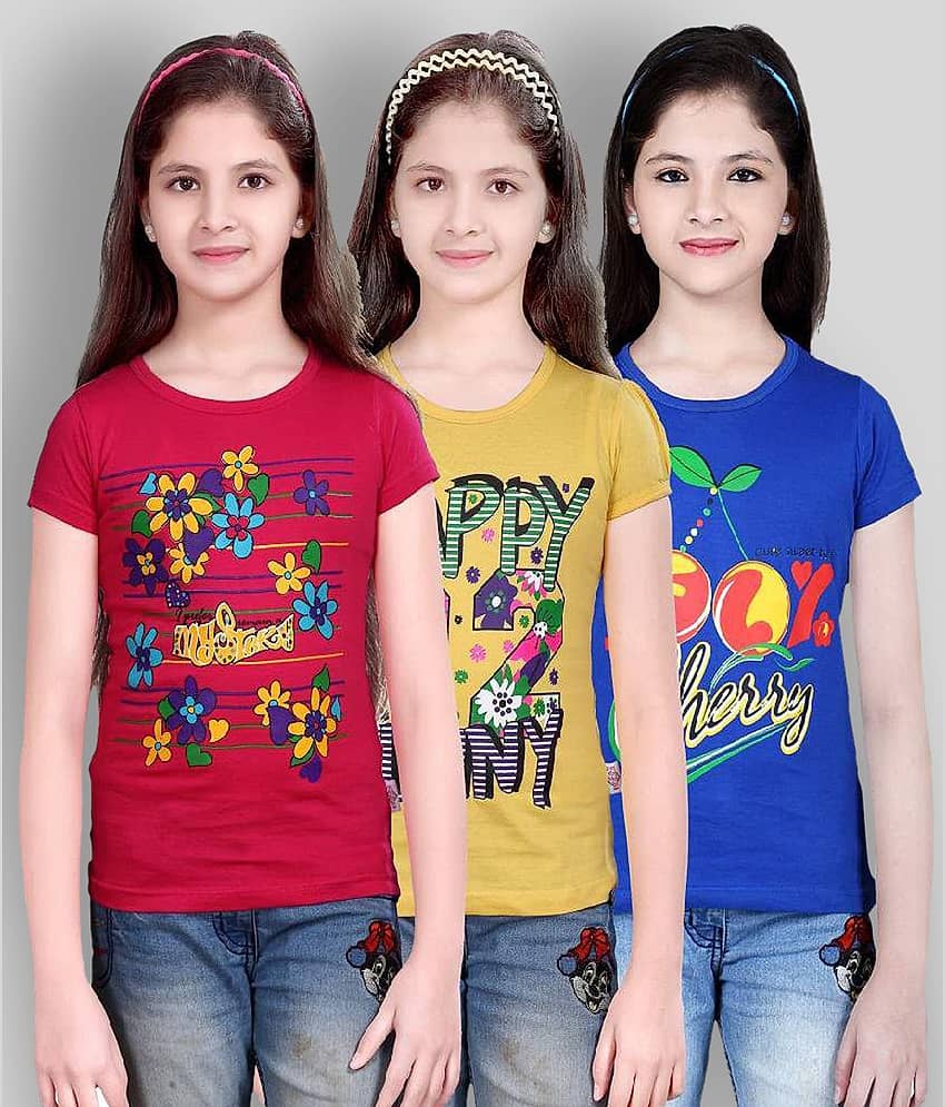 Sini Mini Pack of 3 Girls 100% Cotton Combos ( Blue )