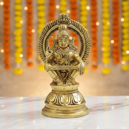 Brass Ayyappan God Idol Statue, Height : 7.2 Inch (BSMAS1896 D)