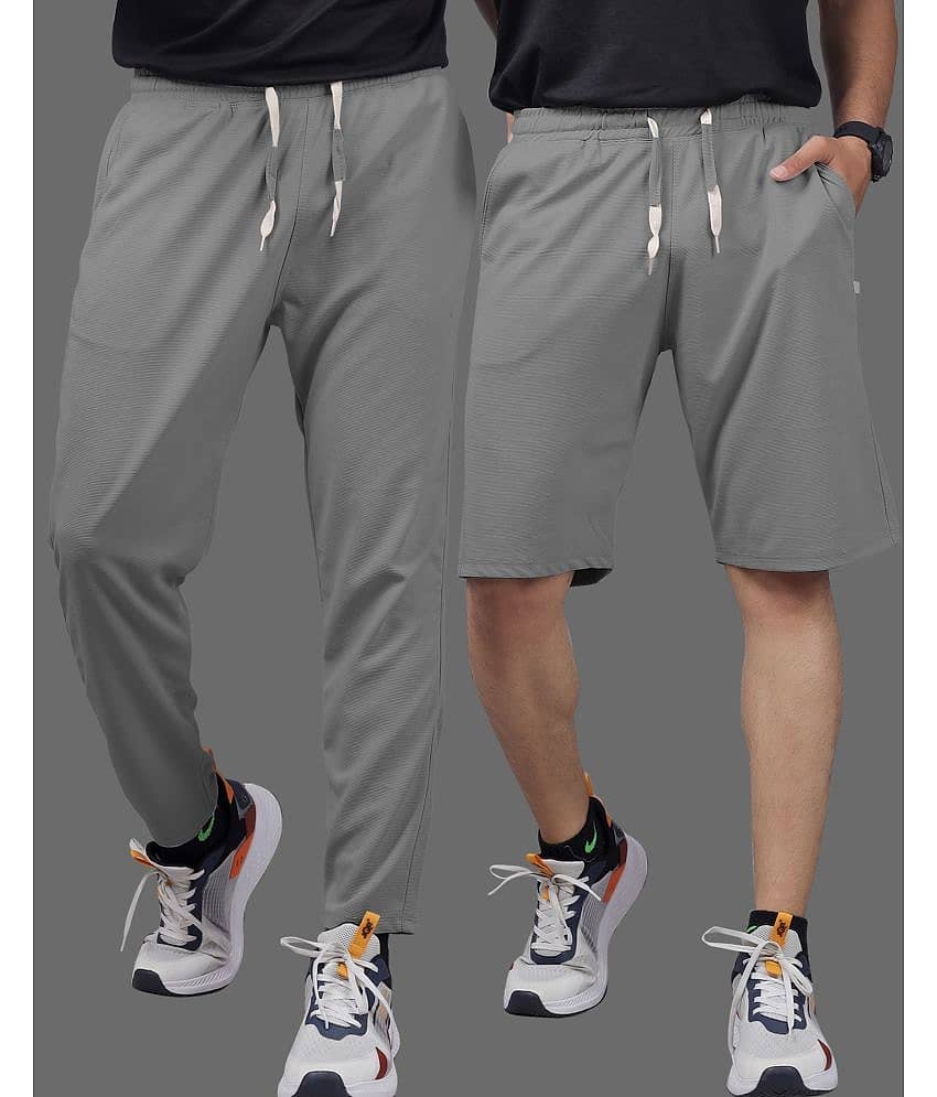 Septem Dark Grey Cotton Blend Men's Shorts ( Pack of 2 )