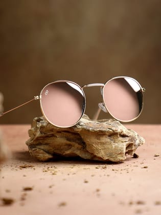 Metallic Round Sunglasses - Gold-Sunglasses